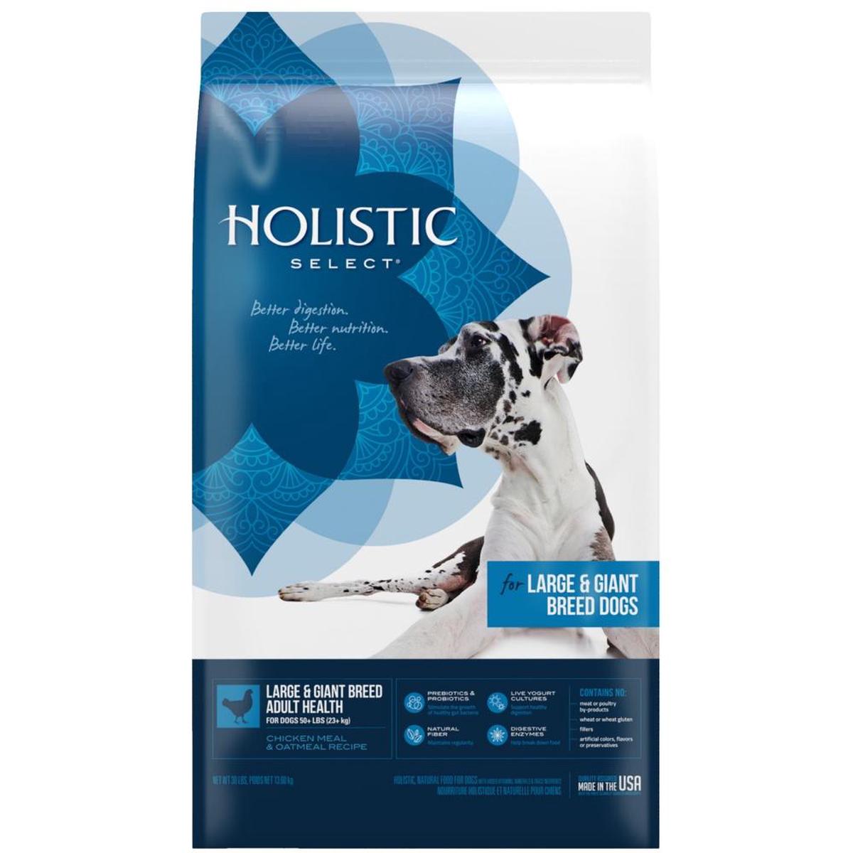 Holistic Select Natural Adult Health Large & Giant Breed Chicken Meal and Oatmeal Dry Dog Food - 30-lb