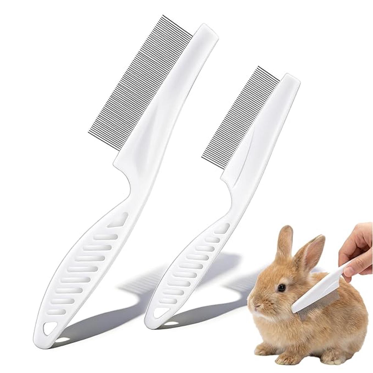 2 Pack Fine Comb for Cats& comb for dog ,Stainless Steel Bunny Brush, Anti-Static comb for dog, Small Pet Grooming Tool for Cats, Dogs, Rabbits, Chinchillas, Ferrets, Guinea Pigs
