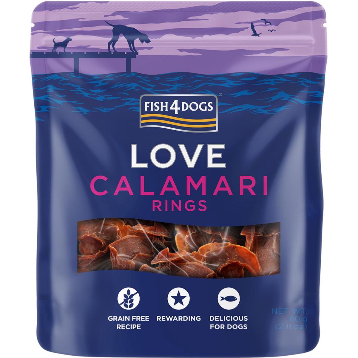 Fish4Dogs | Natural Dog Treat | Love Calamari Rings 60g