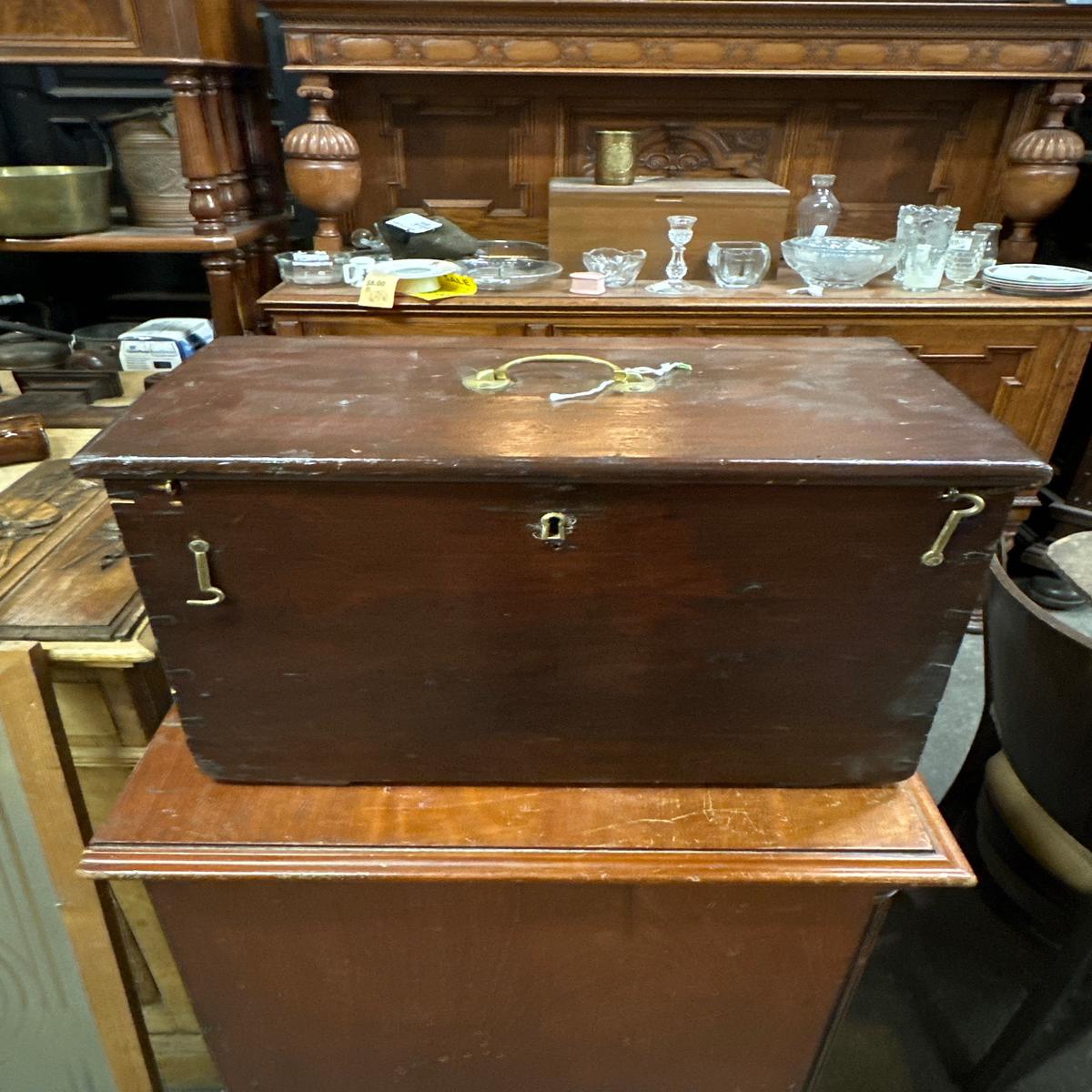 WOOD BOX WITH BRASS HARDWARE