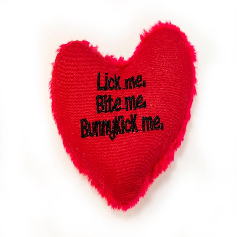 Yeowww! Hearrrt Attack Catnip Cat Toy Lick me, Bite me, Bunnykick me