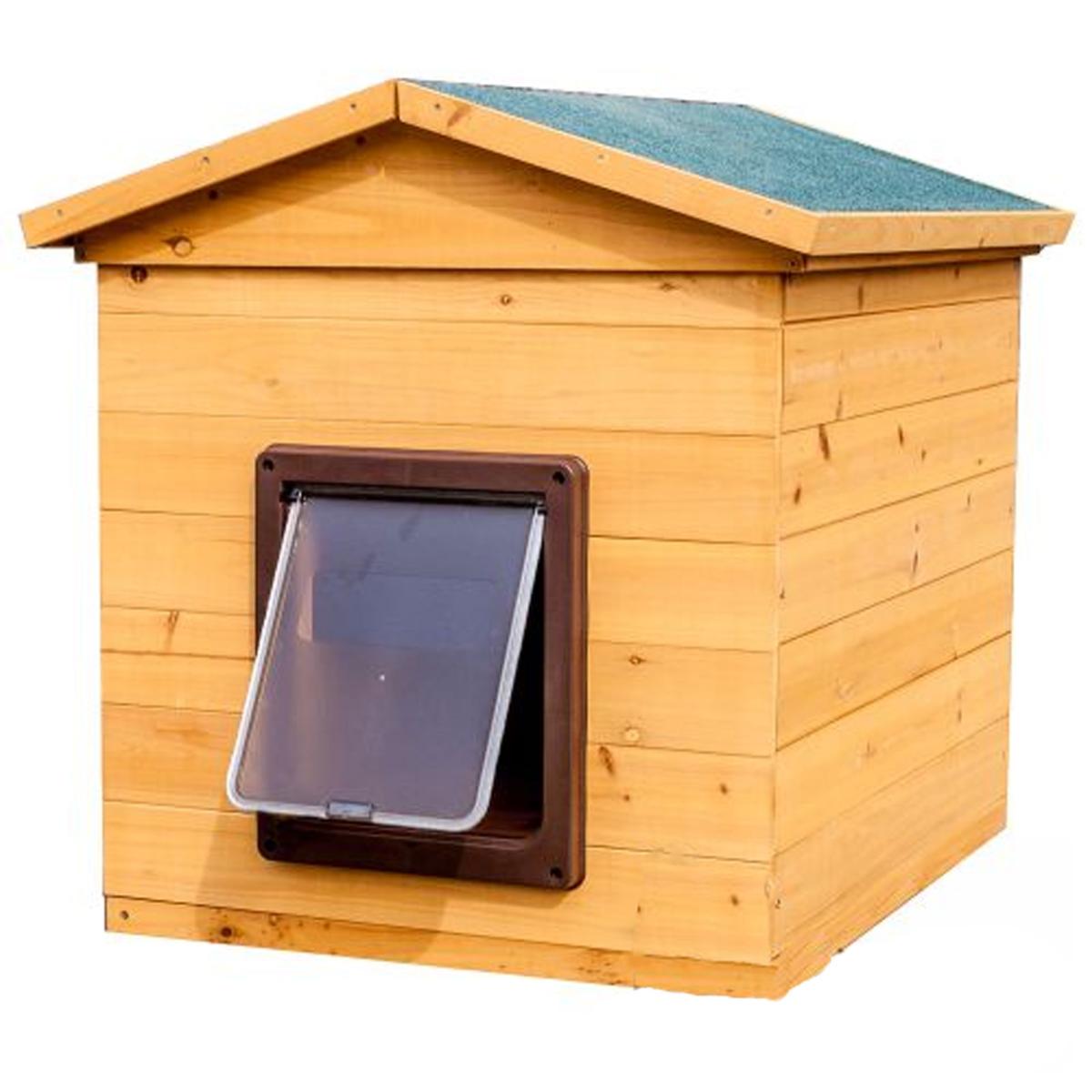 Wooden Cat Kennel | Flatpack | Cosy Outdoor Shelter with Flap