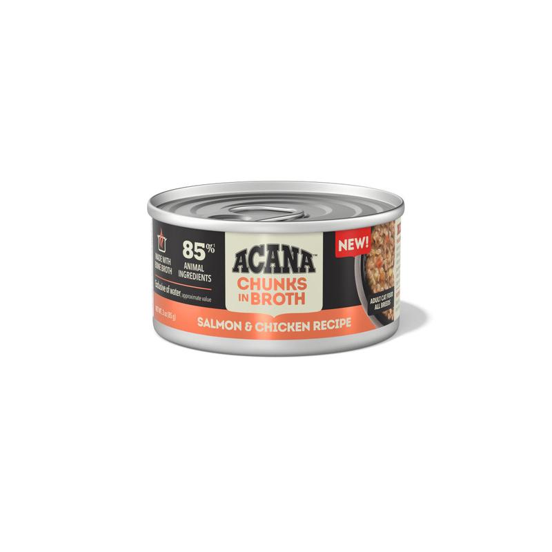Acana Chunks in Broth Canned Cat Food Salmon & Chicken 24ea/3 oz