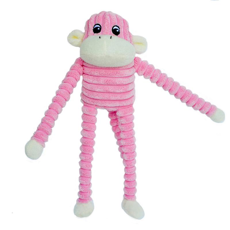 ZippyPaws Spencer the Crinkle Monkey Dog Toy Pink Small