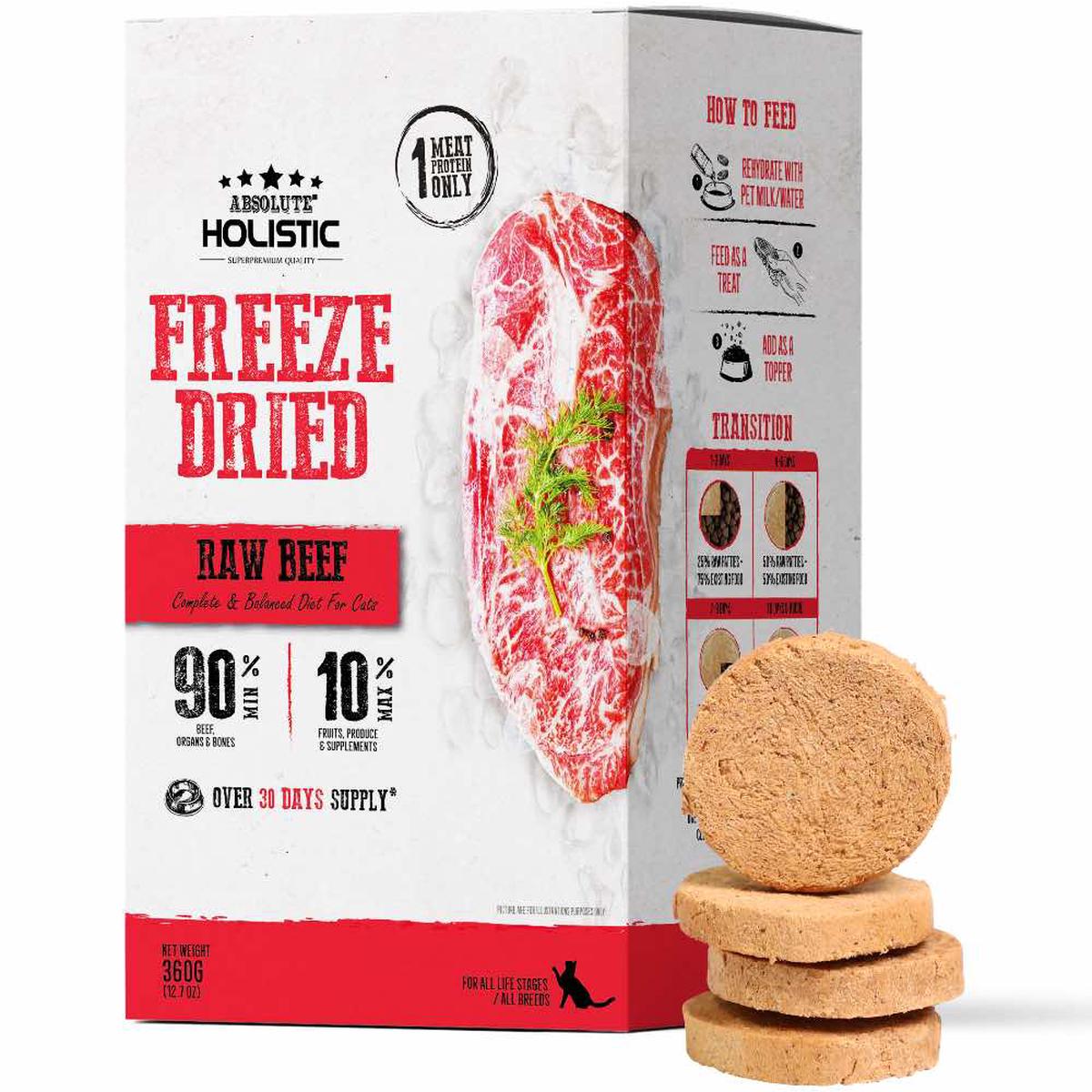 Absolute Holistic Patties Beef Grain-Free Freeze-Dried Cat Food 12.7oz