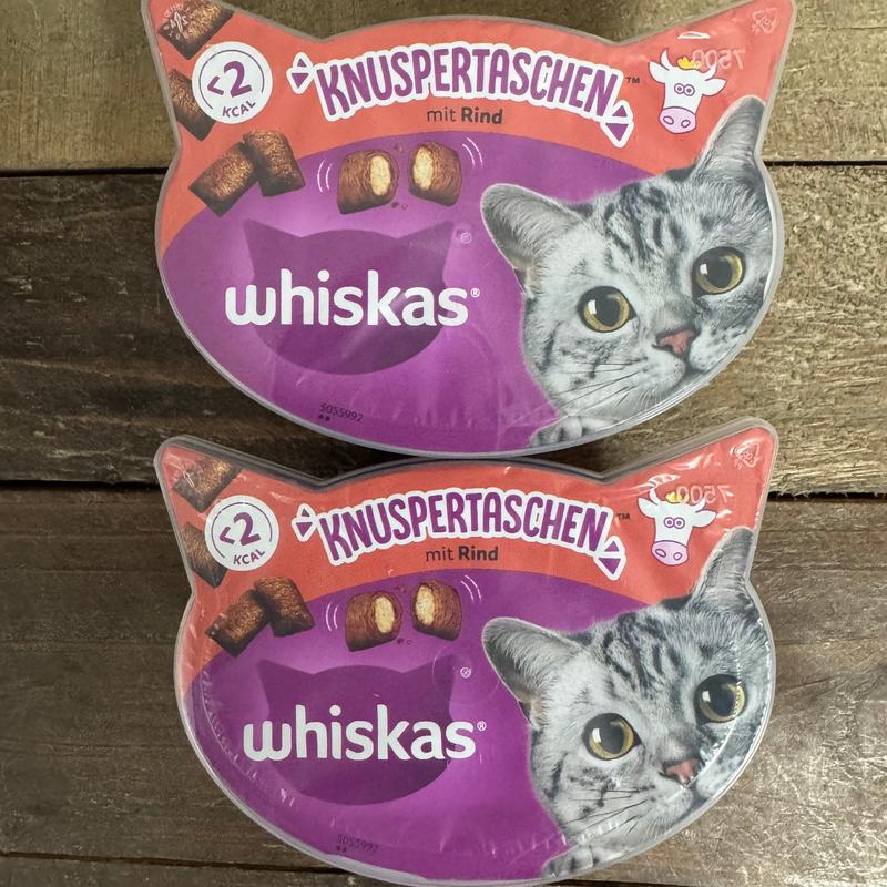 8x Whiskas Temptations Cat Treats Tubs with Beef (8x60g)