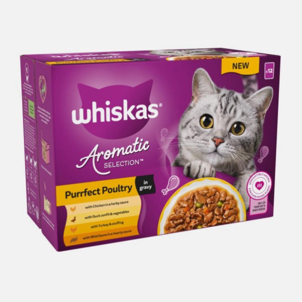 Whiskas 1+ Aromatic Poultry 85g Wet Cat Food Pouches in Gravy