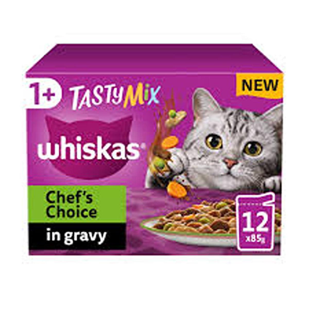 Whiskas 1+ Adult Tasty Mix Chef s Choice in Gravy Wet Cat Food Pouches | Pack of 12