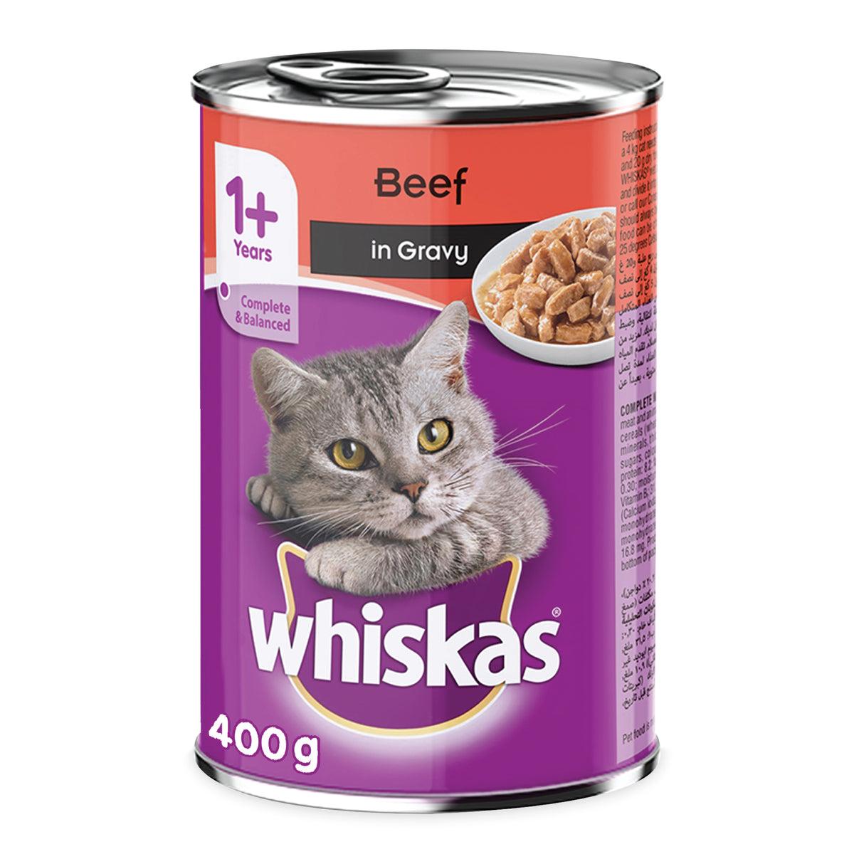 Whiskas Beef in Gravy Can Wet Cat Food for 1+ Years Adult Cats 400 g