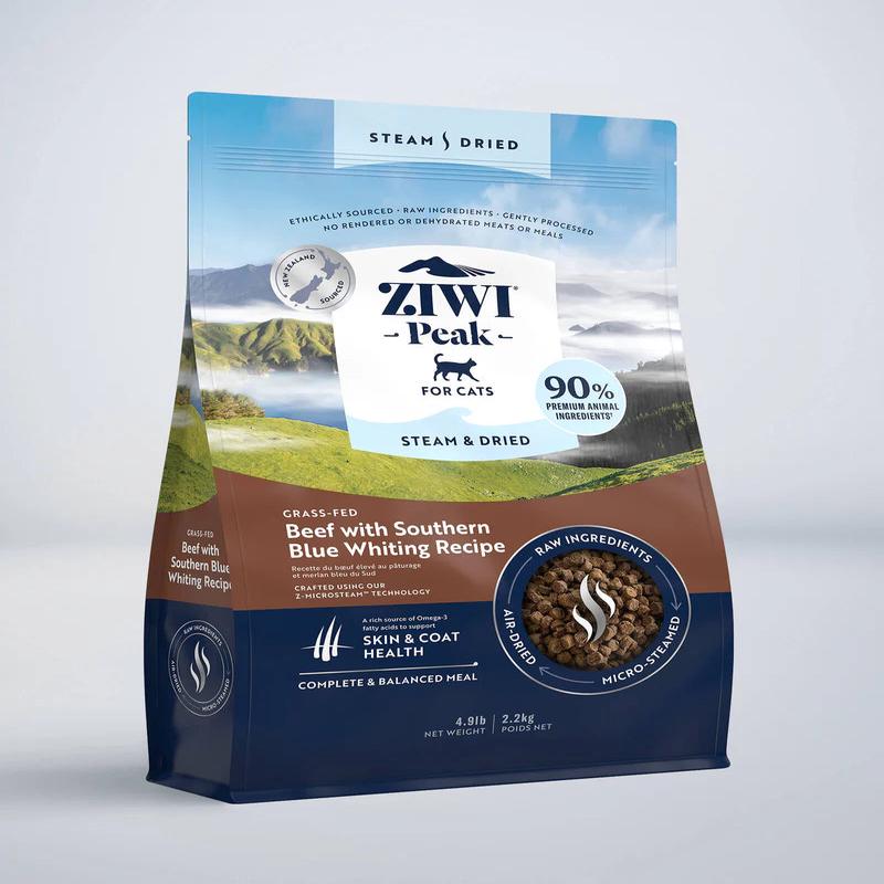 Ziwi Peak Cat Steam Dried Beef with Southern Blue Whiting Recipe