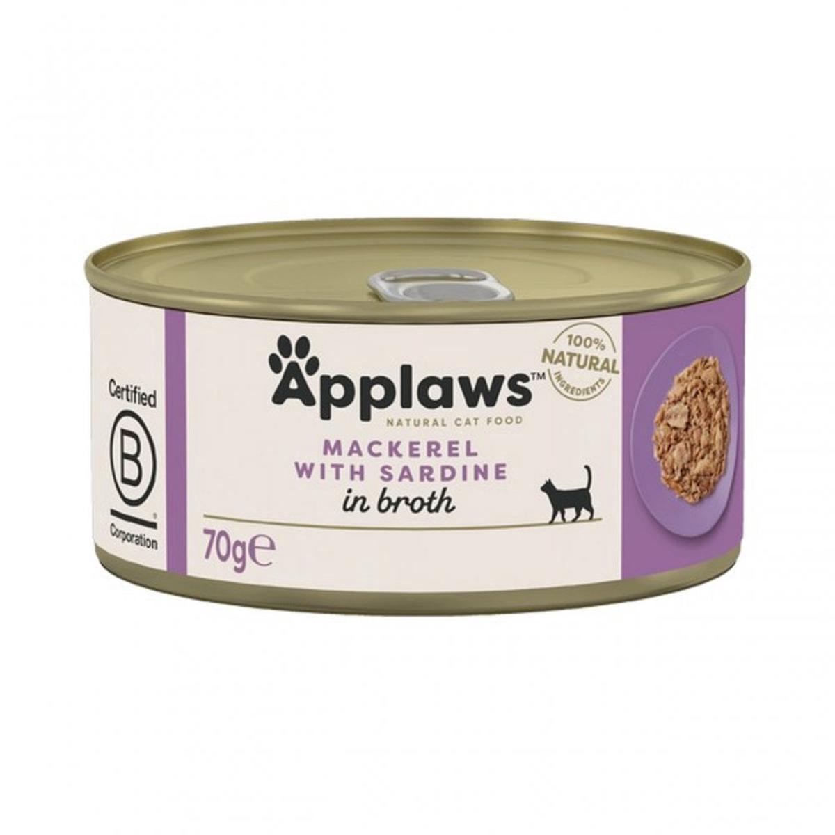 Applaws Wet Cat Food: Can Mackerel with Sardines in Broth 70g - Default Title