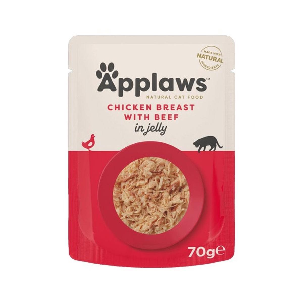 Applaws Wet Cat Food: Pouch Chicken with Beef in Jelly 70g - Default Title