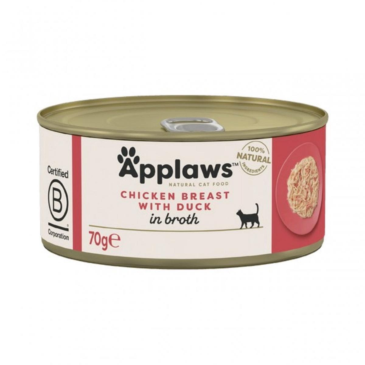 Applaws Wet Cat Food: Can Chicken Breast with Duck in Broth 70g - Default Title