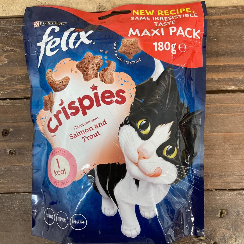 2x Felix Crispies Cat Treats Salmon and Trout (2x180g)