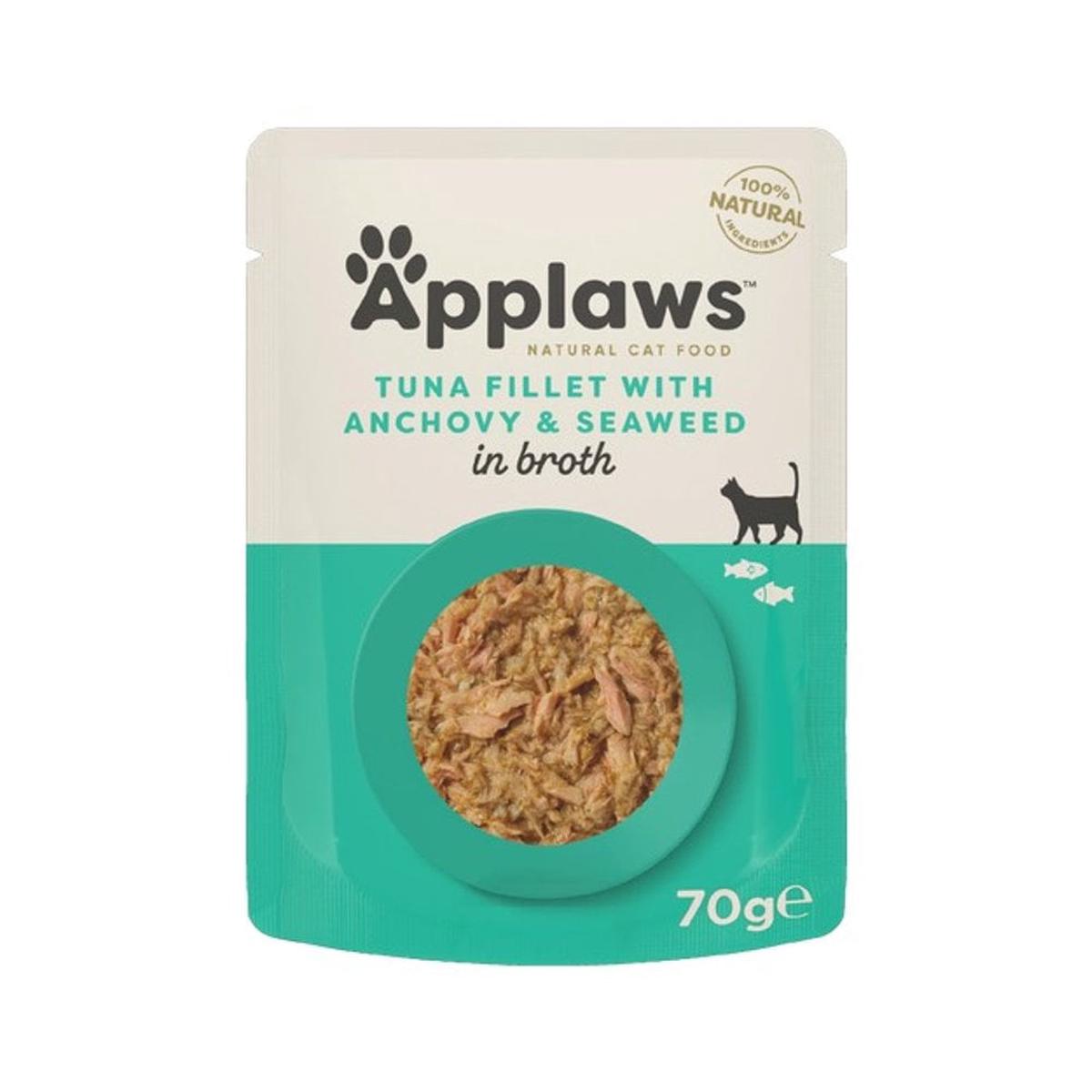 Applaws Wet Cat Food: Pouch Tuna Fillet with Anchovy & Seaweed 70g - Default Title