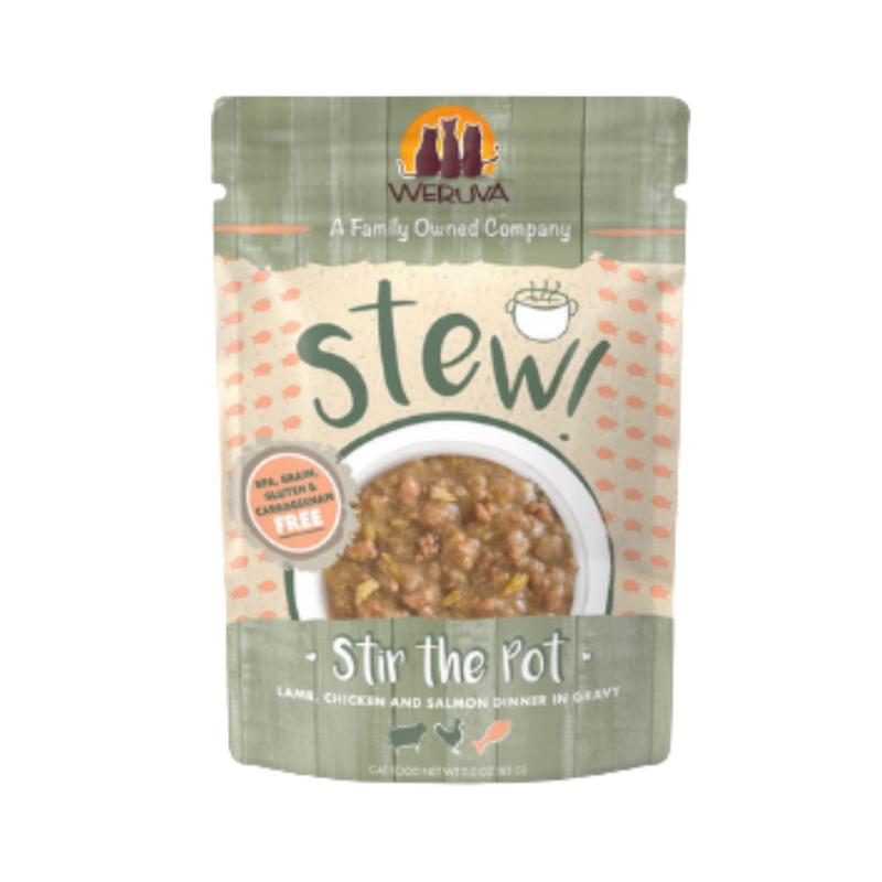 Weruva Stew! Stir the Pot Lamb, Chicken & Salmon  Dinner in Gravy Wet Cat Food Pouches 3oz